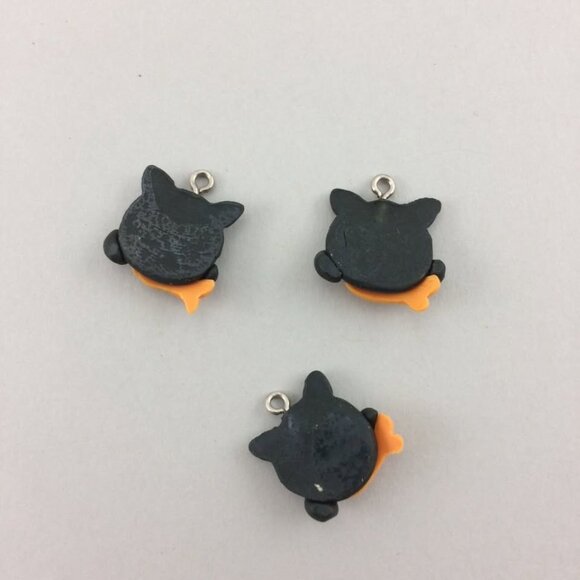 9 Black Kitty Cat Goldfish Polymer Clay Charms Pendants Handmade 3/4" - Picture 9 of 10